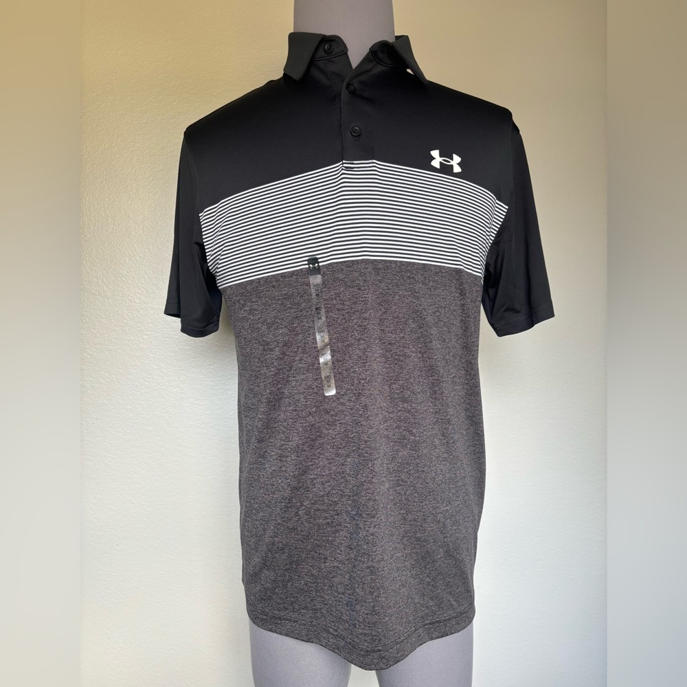 Under Armour Men's Black and Gray Polo Shirt